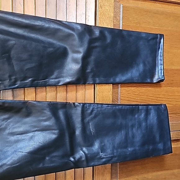 Shinestar black vegan leather pants not worn Size XL washable high rise - Picture 5 of 11